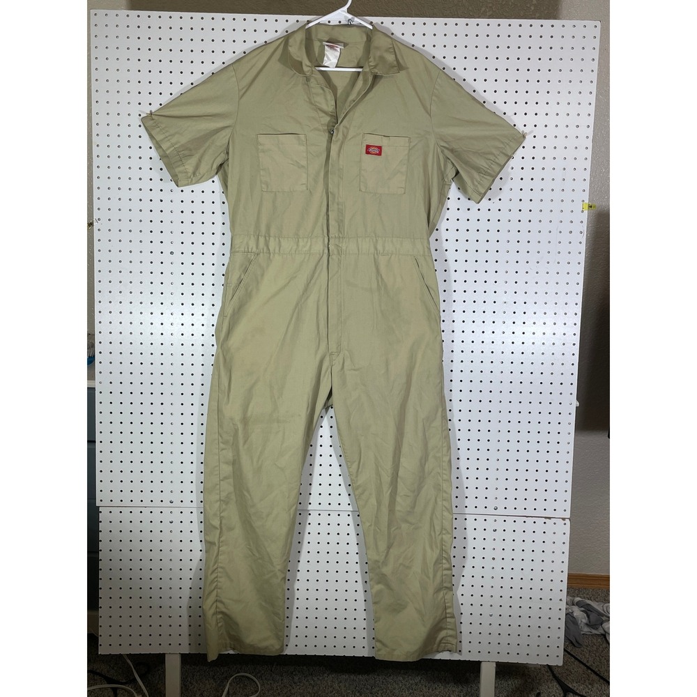 Dickies Mens Short Sleeve Khaki Tan Workwear Coveralls Jumpsuit Size Large